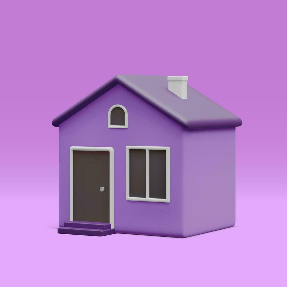 3d realista fofa casa isolado em luz fundo. real Estado, hipoteca, empréstimo conceito. casa ícone dentro desenho animado mínimo estilo. vetor ilustração