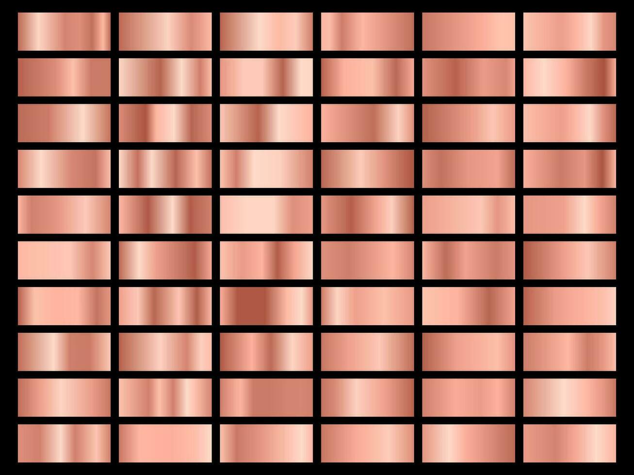 conjunto do ouro rosa frustrar textura. coleção do Rosa correio gradientes isolado em Preto fundo. vetor ilustração