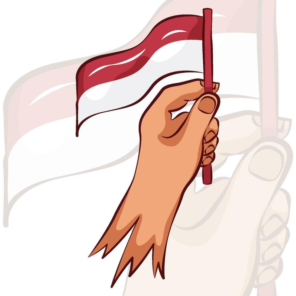 humano mão segurando indonésio bandeira vetor