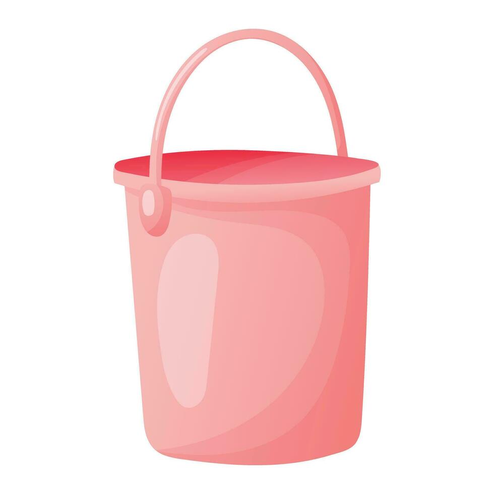 vetor isolado ilustração do uma Rosa plástico balde. equipamento para limpeza e família tarefas.