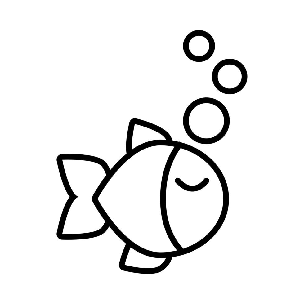 ícone de estilo de linha de natação de peixes vetor