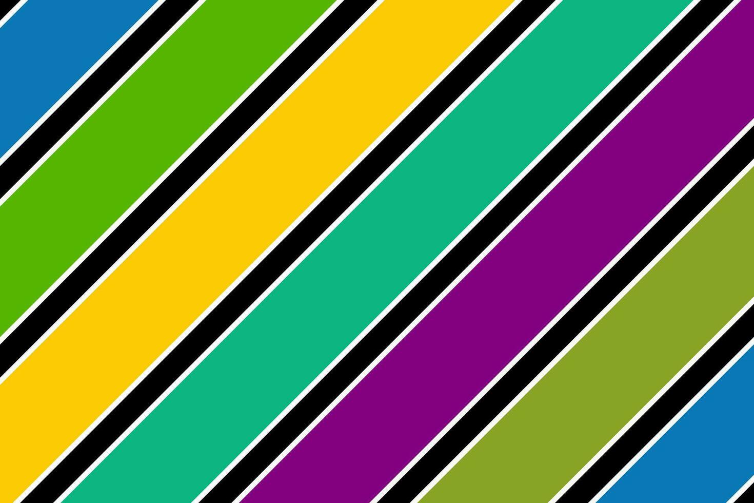 roxo, verde, amarelo, azul, branco e Preto diagonal linhas desatado padronizar. inclinado listras estrutura fundo vetor ilustração.