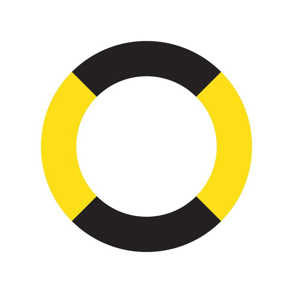 amarelo e Preto Atenção listra círculo isolado em branco fundo. Projeto com atenção ícone para bandeira, poster ou tabuleta. Perigo aviso. vetor