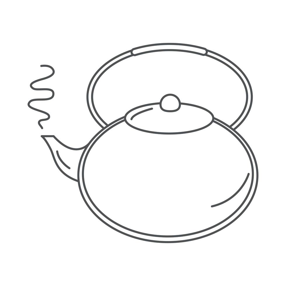 bule de chá bebida quente linha fresca estilo de ícone vetor