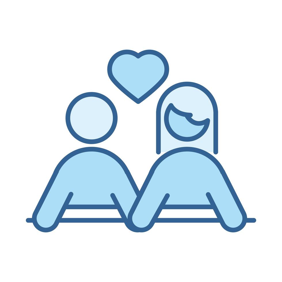 saúde sexual casal em personagens amorosos ícone de preenchimento de linha azul vetor