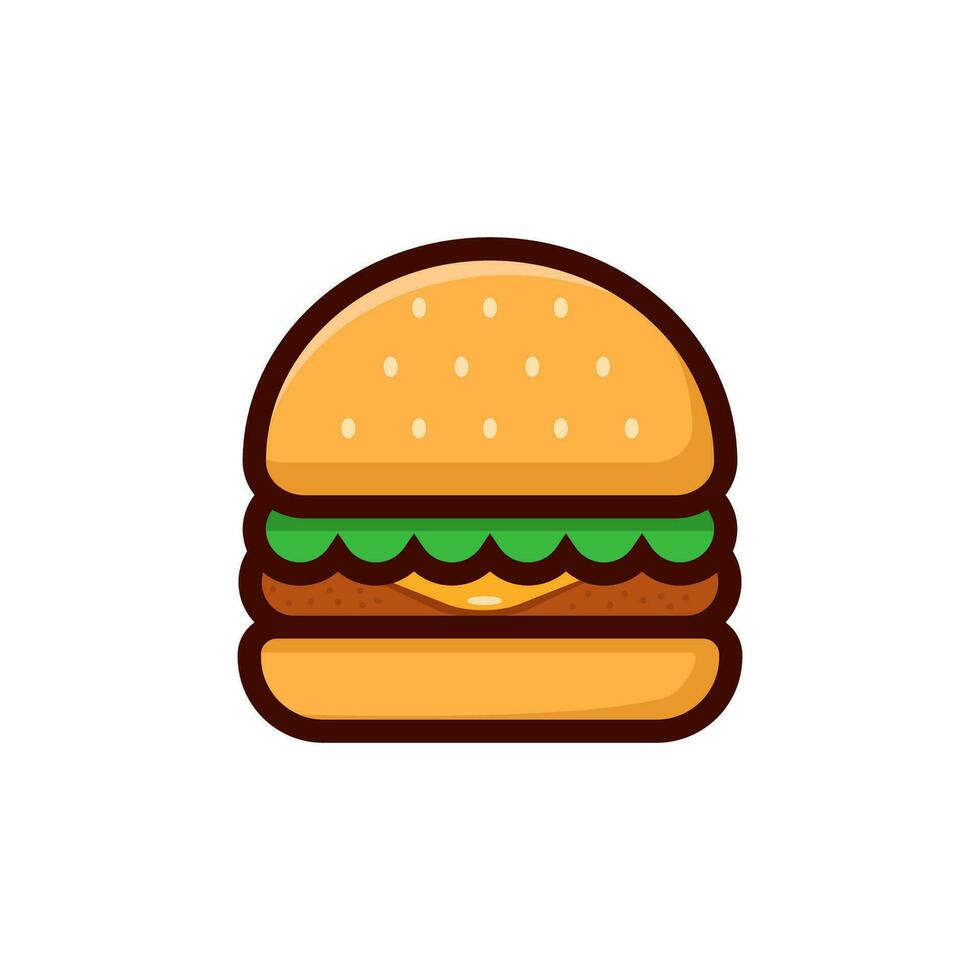 hamburguer vetor ilustração com simples e fofa Projeto isolado em branco fundo. hamburguer desenho animado