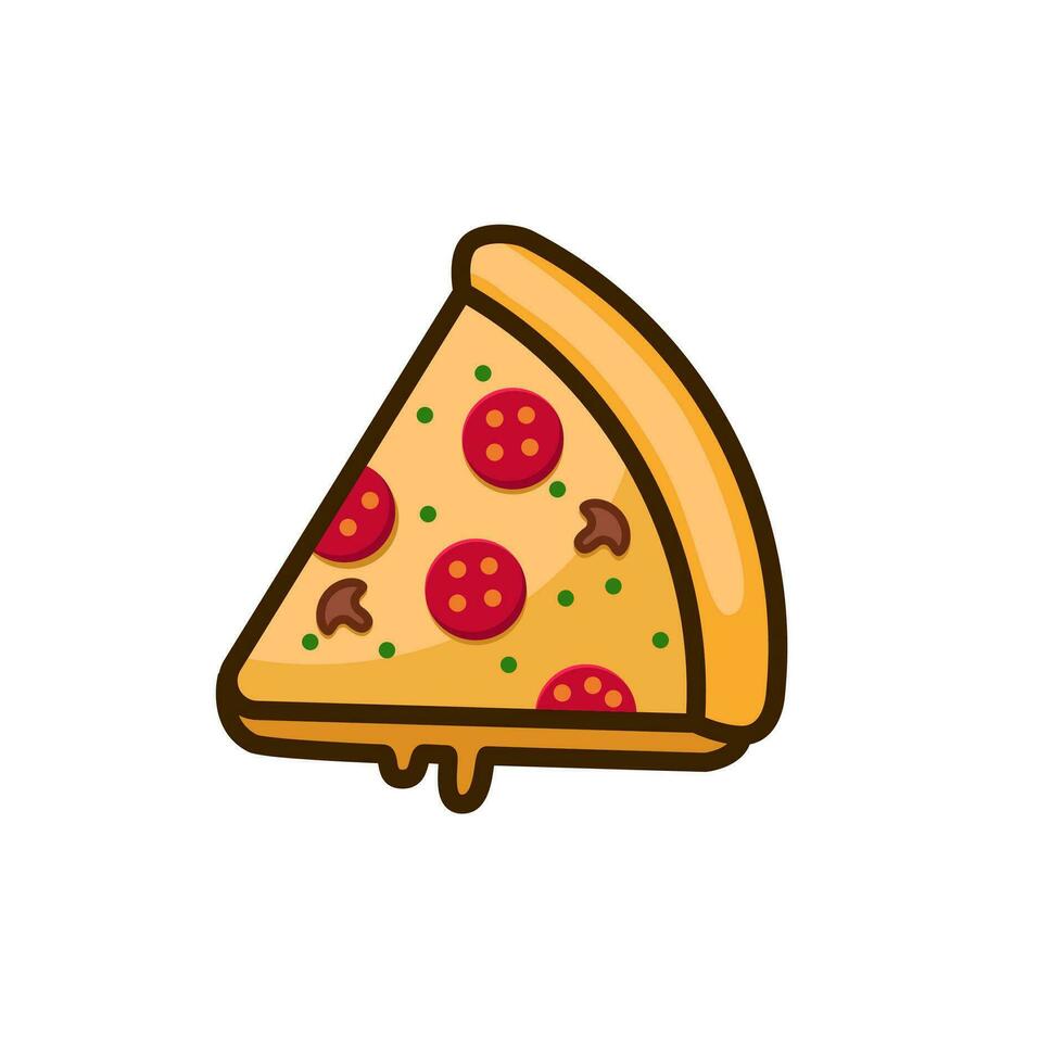 pizza vetor ilustração dentro simples e fofa Projeto isolado em branco fundo. pizza desenho animado ilustração.