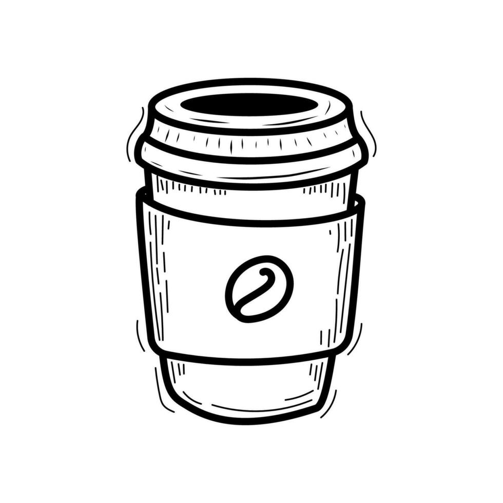 desenhado à mão descartável café copo ilustração isolado em branco fundo. café copo rabisco vetor