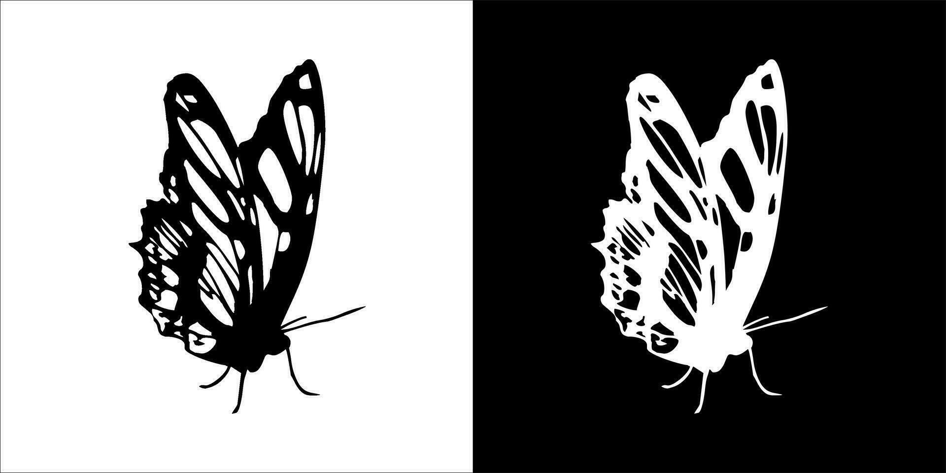 ilustração, vetor gráfico do borboleta ícone, dentro Preto e branco, com transparente fundo