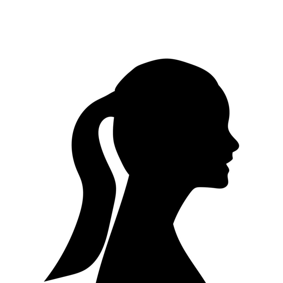 mulher avatar perfil. vetor silhueta do uma mulher cabeça ou ícone isolado em uma branco fundo. símbolo do fêmea beleza.