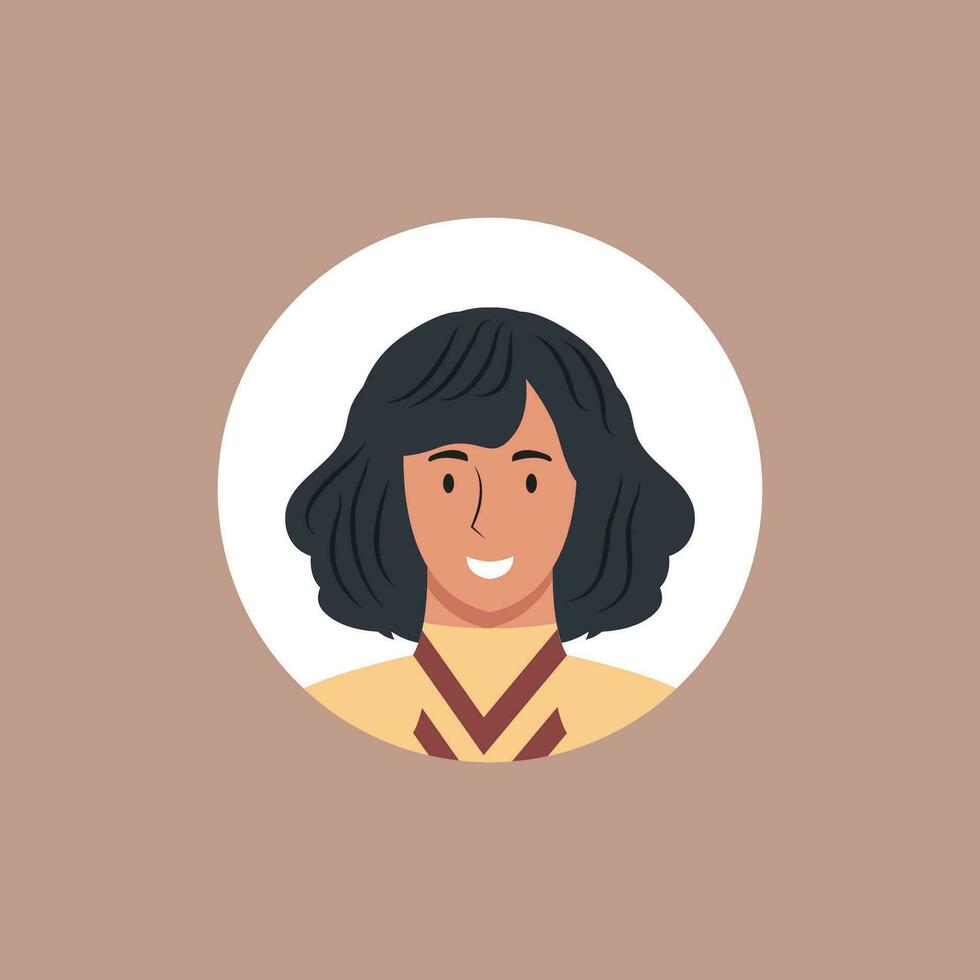 volta perfil imagem do mulher avatar para social redes. moda, beleza, azul e Preto. brilhante vetor ilustração dentro na moda estilo.