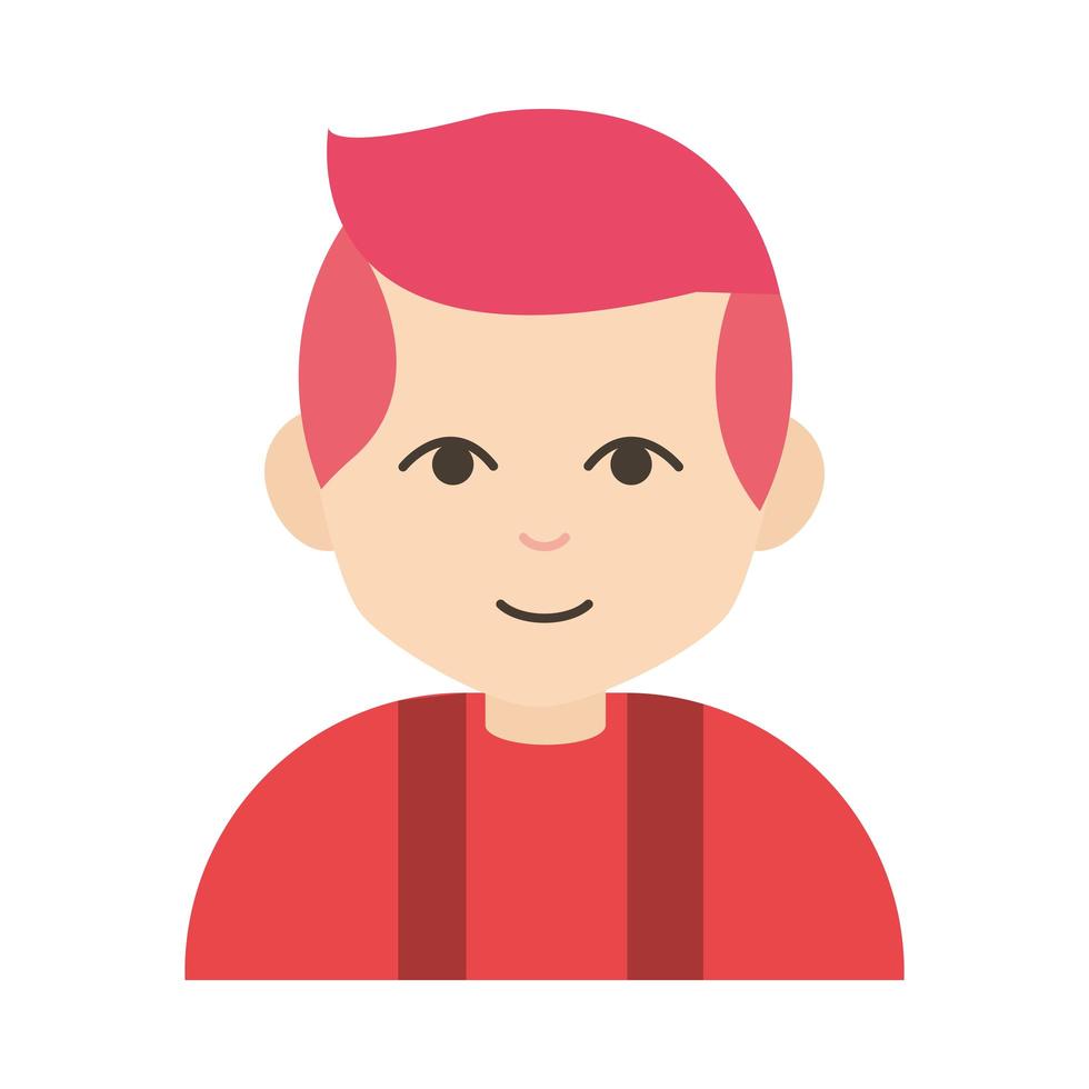 menino com cabelo vermelho ícone plana de personagem de desenho animado vetor