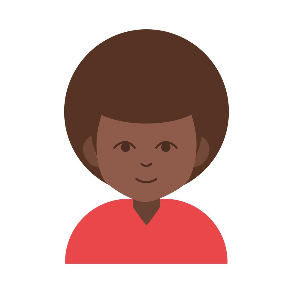 ícone plano dos desenhos animados de menino afro-americano vetor