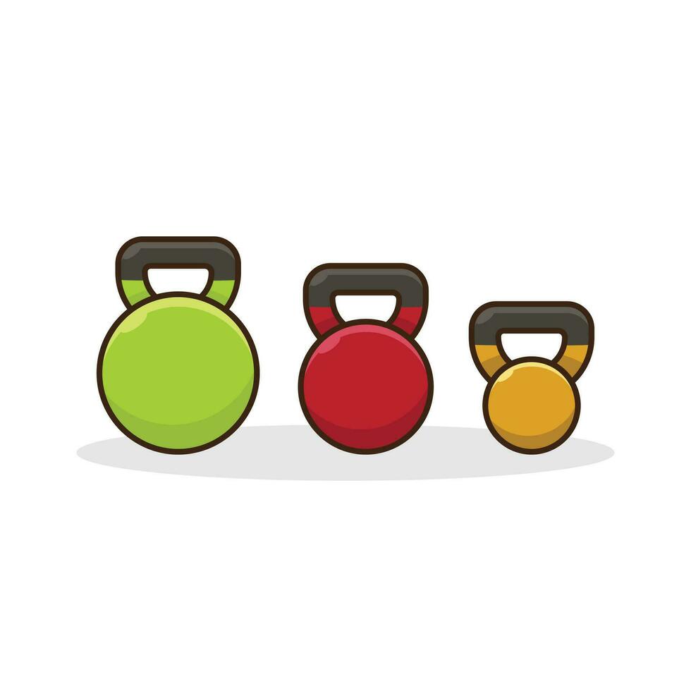 conjunto do Academia Kettlebells para levantamento de peso dentro vetor. haltere, peso. ferramenta para Esportes e fitness. Esportes equipamento. vetor ilustração