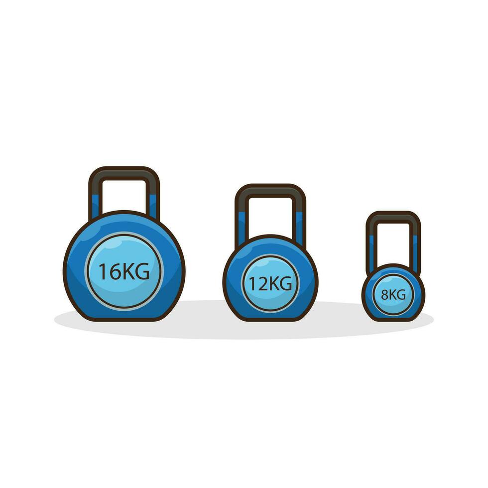 conjunto do Academia Kettlebells isolado. haltere, peso. ferramenta para Esportes e fitness. Esportes equipamento. vetor ilustração