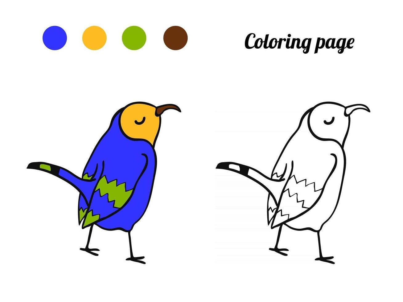 ilustração de pássaro bonito. página para colorir ou livro para o bebê. vetor