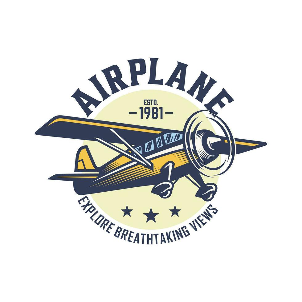 vintage avião logotipo. retro grunge avião com emblema logotipo. vetor ilustração