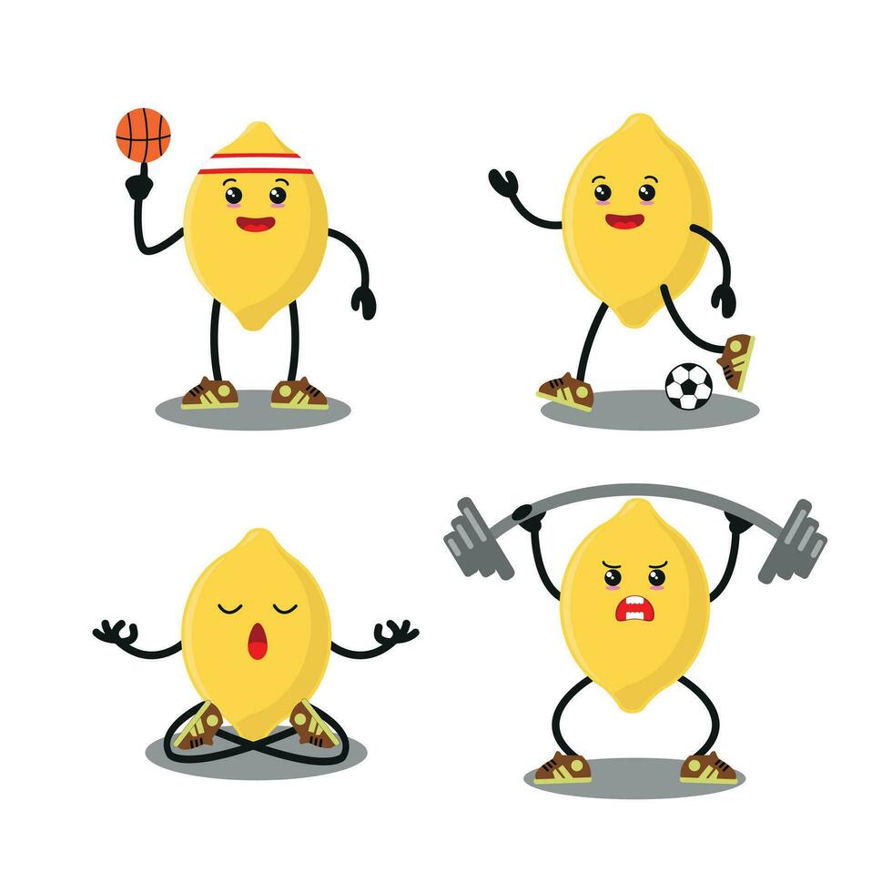 fofa amarelo limão exercício diferente esporte atividade vetor ilustração