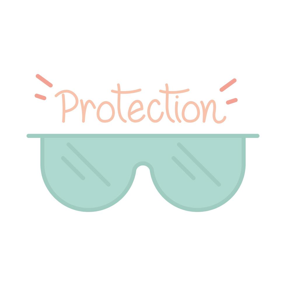nova proteção de óculos de uso normal após coronavírus estilo plano feito à mão vetor