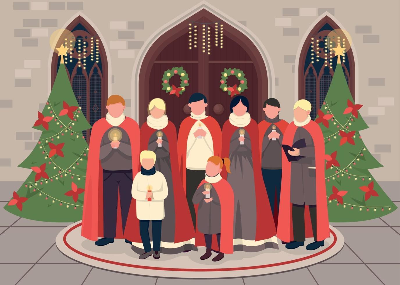 ilustração vetorial de cor lisa de coro de natal vetor