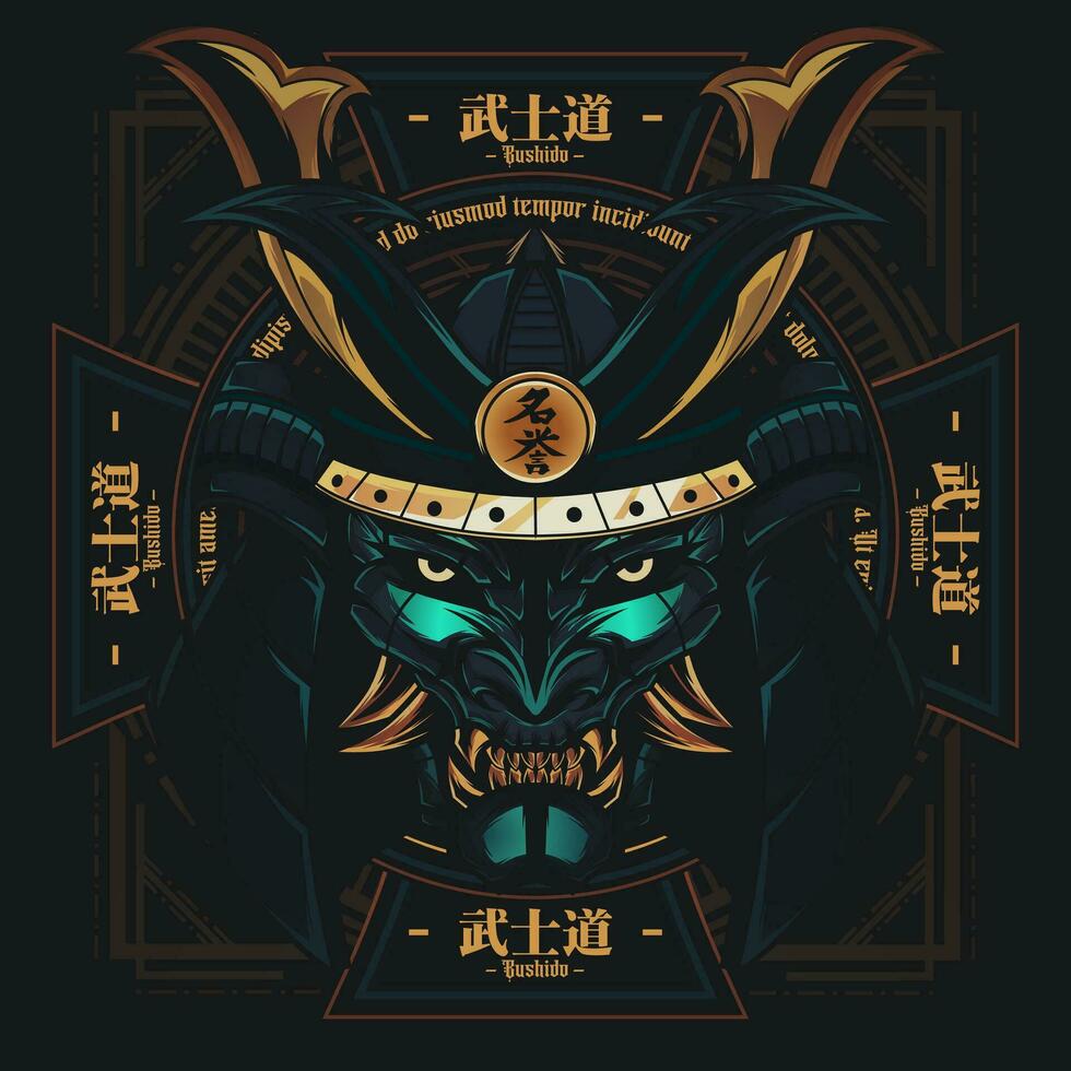 samurai cabeça logotipo vetor ilustração