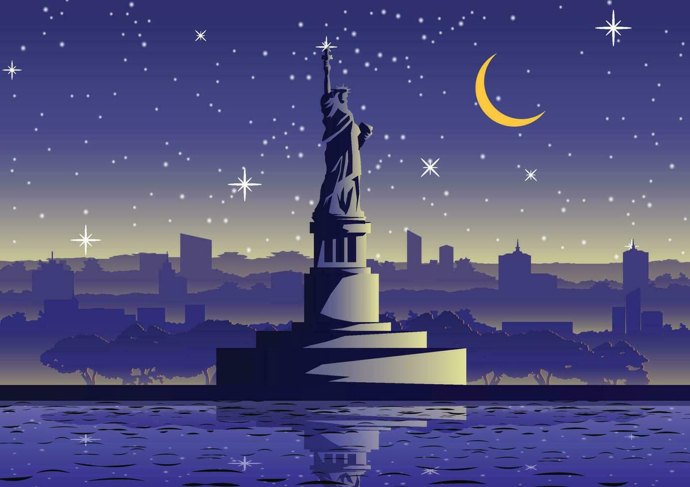 liberdade estátua famoso ponto de referência do EUA ,silhueta estilo, vetor ilustração