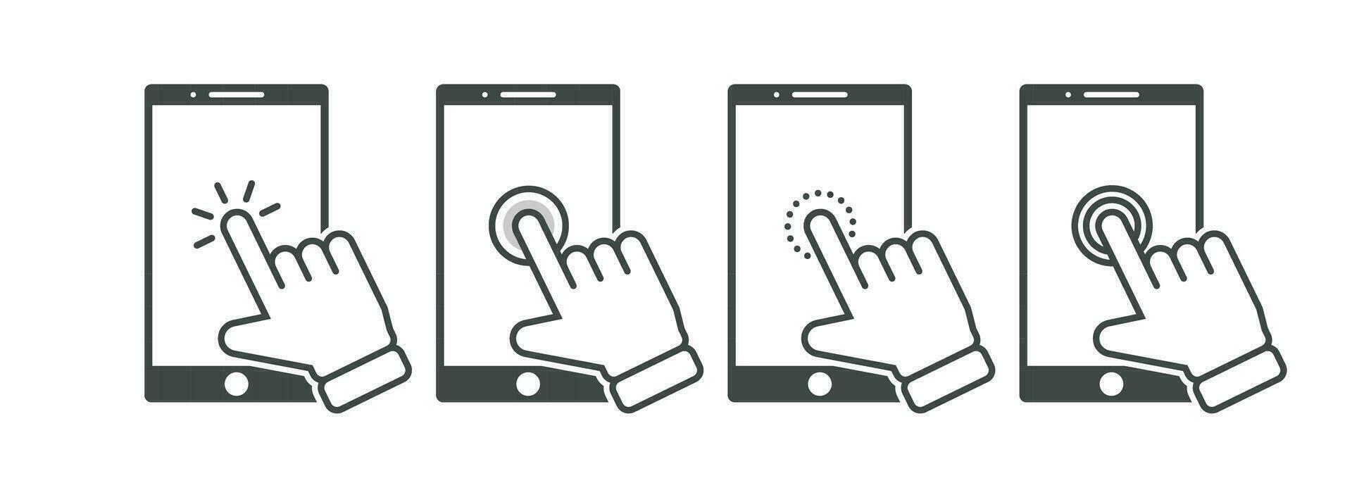 mão cursor clique em a Smartphone ícone vetor ilustração