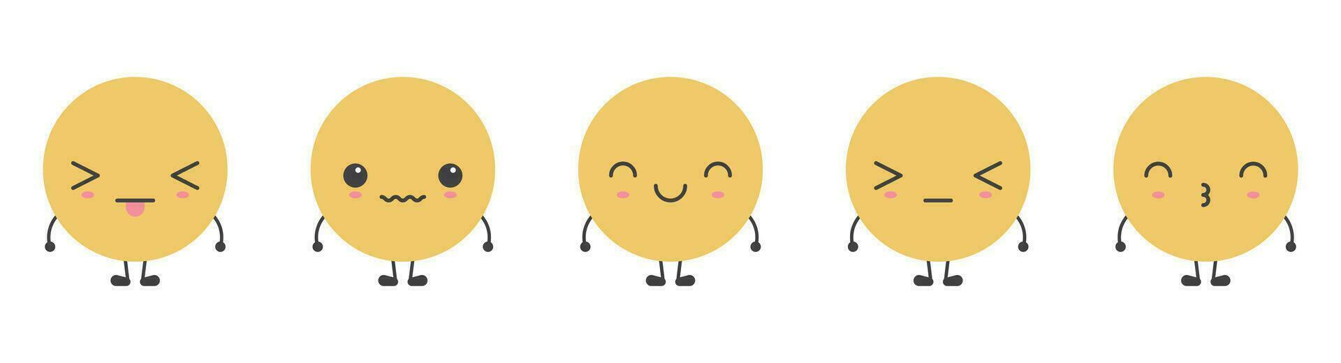 desenho animado emoji rostos com diferente humor vetor ilustração coleção