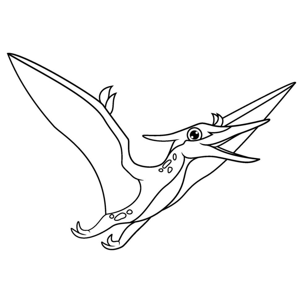 mão desenhado do pteranodonte linha arte vetor