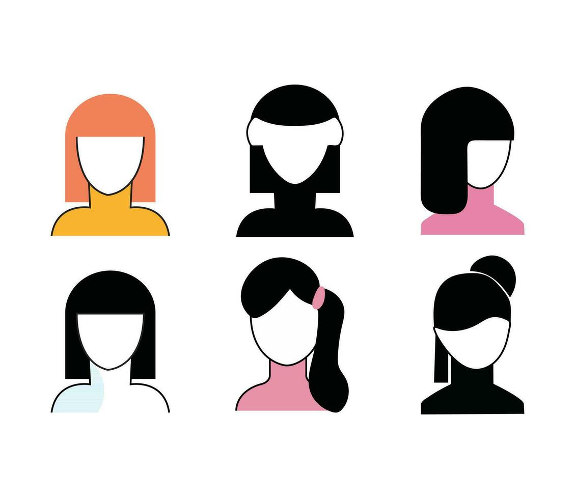 mulher possuído o negócio - vetor ícones - minoria controlado- mulheres com diferente cabelo estilos diversidade ilustrações
