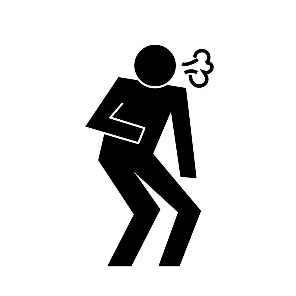 figura humana tossindo saúde pictograma silhueta estilo vetor