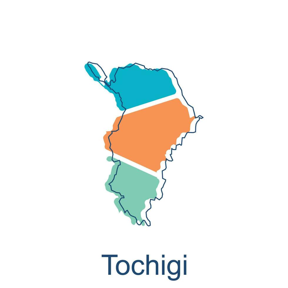 mapa do Tochigi vetor Projeto modelo, nacional fronteiras e importante cidades ilustração abstrato, desenhos conceito, logotipo, logótipo elemento para modelo.