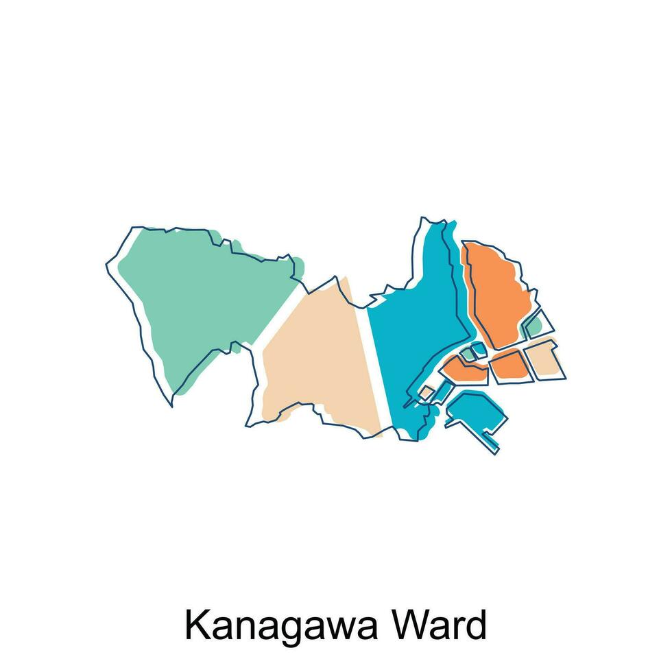 vetor mapa do Kanagawa enfermaria moderno esboço projeto, fronteiras do Japão para seu infográfico. vetor ilustração. Projeto modelo