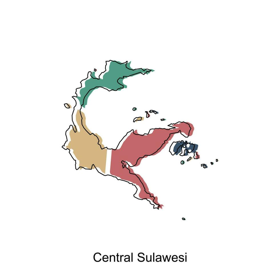 mapa do central sulawesi colorida moderno geométrico com esboço projeto, elemento gráfico ilustração modelo1 vetor