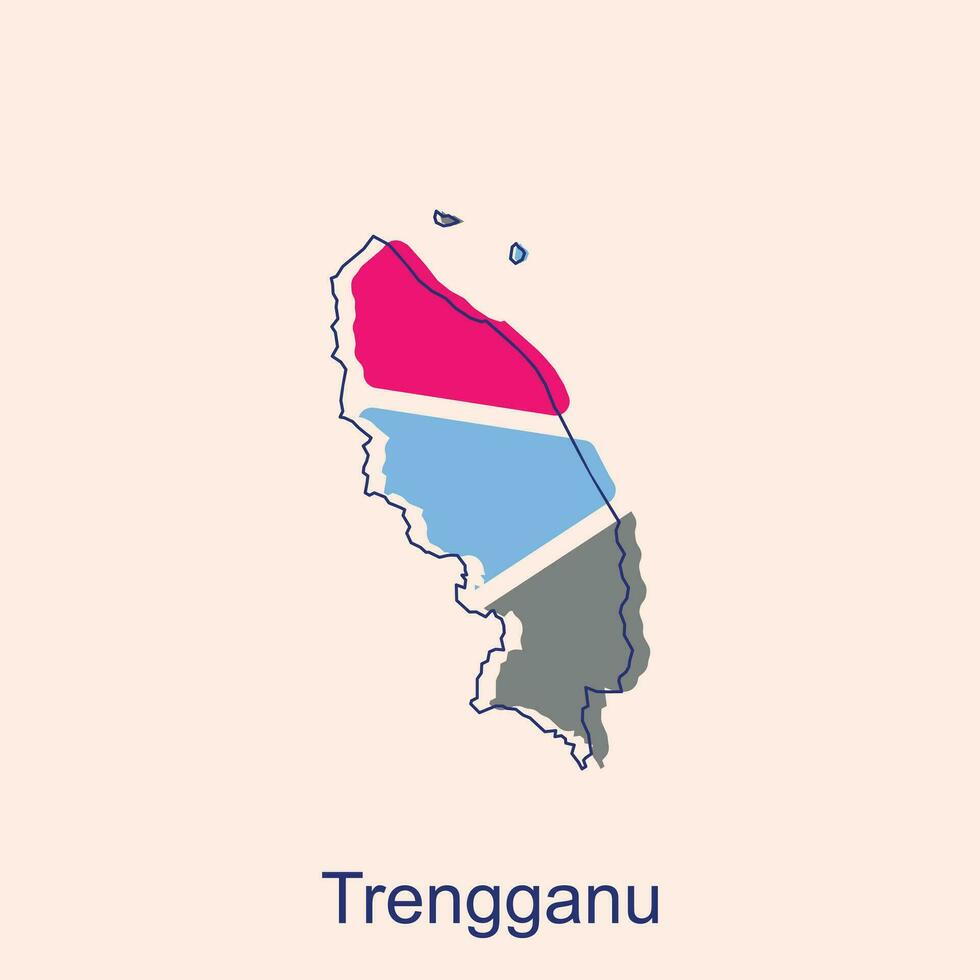 mapa do trengganu colorida moderno esboço vetor Projeto modelo, logótipo elemento para modelo.