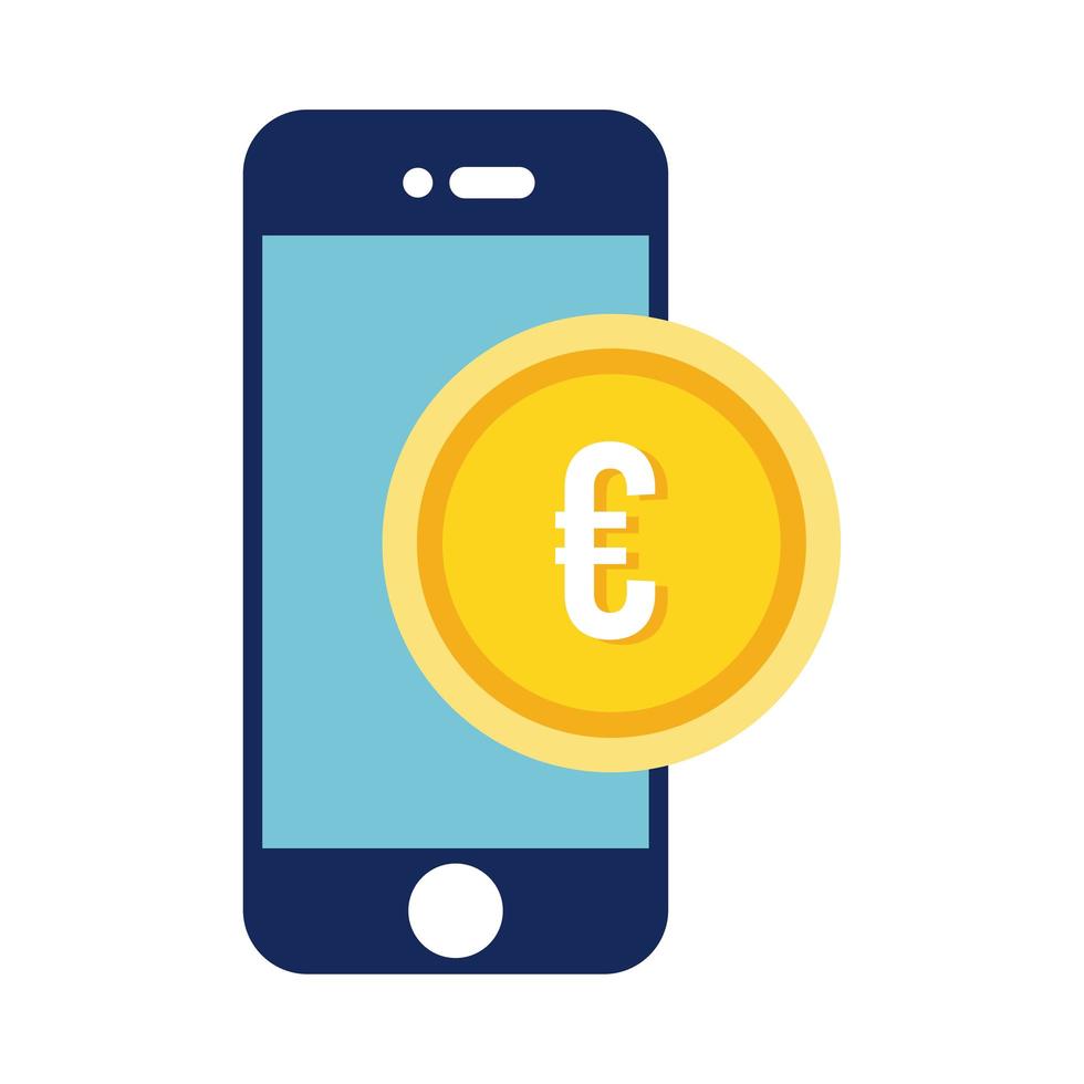 smartphone com estilo simples de moeda de euro vetor