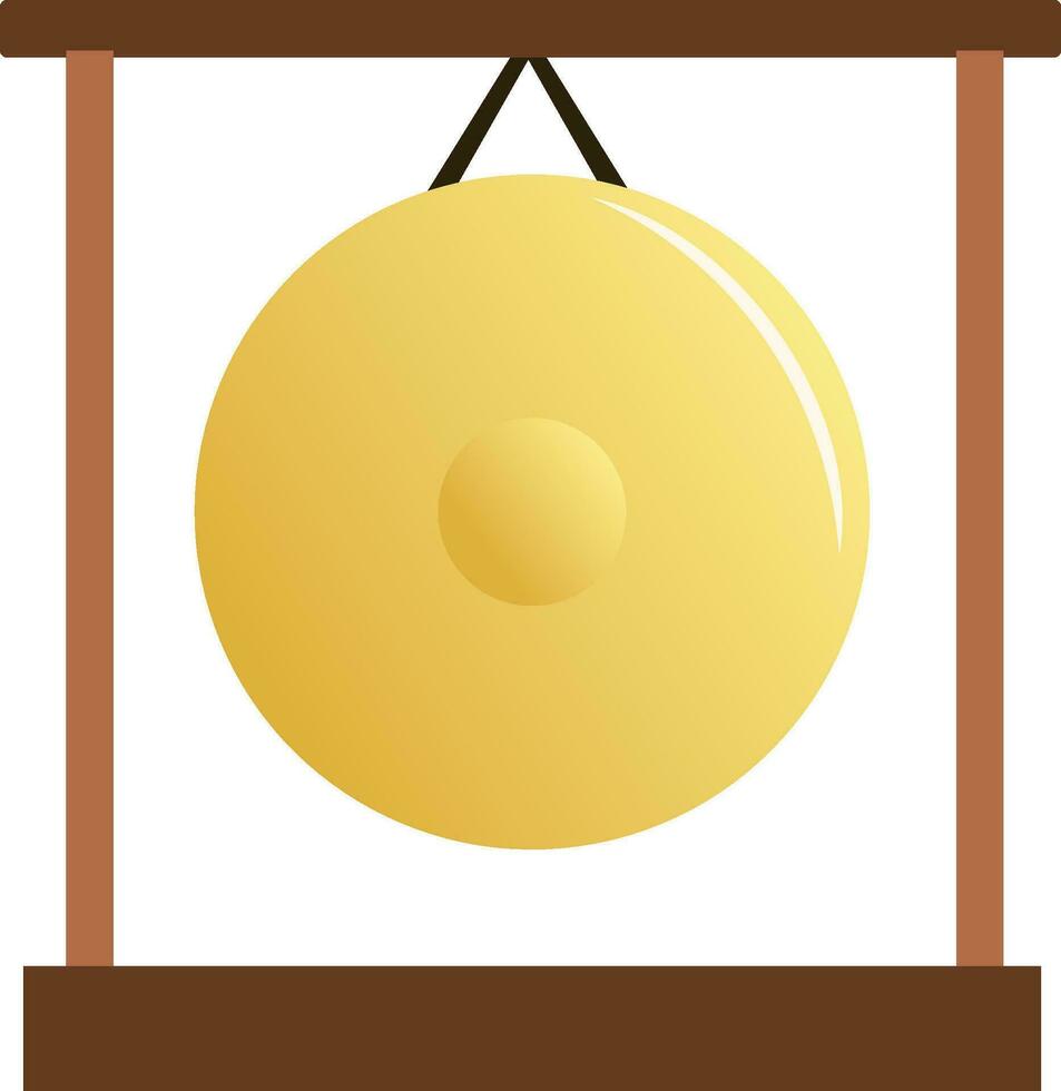 metal gongo chinês vetor ilustração, tradicional ásia música instrumento ouro gongo isolado dentro branco fundo, velho gongo