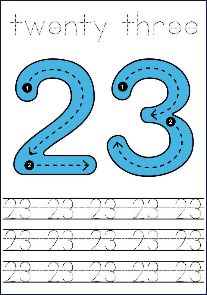 vetor números rastreamento planilha para crianças - rastreamento tracejadas linhas e números