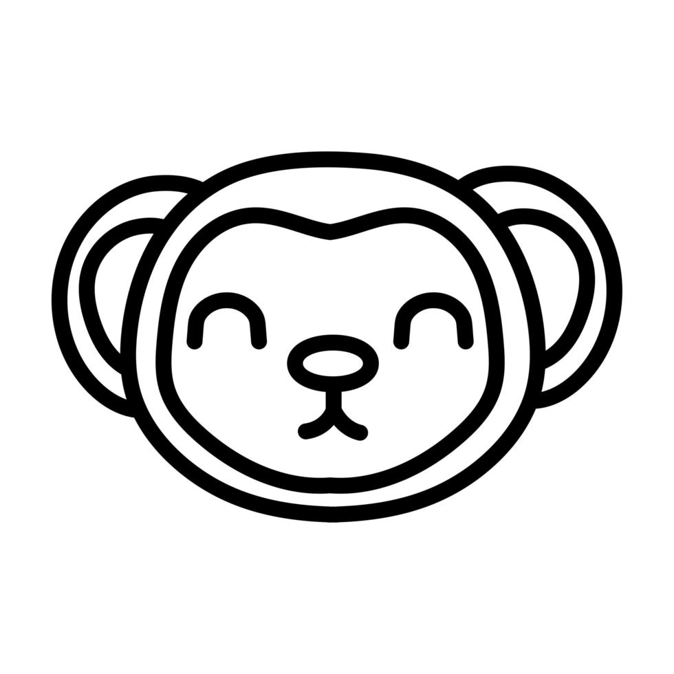 estilo de linha de macaquinho fofo vetor