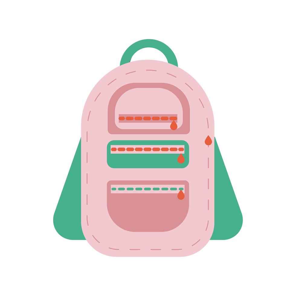 estilo plano de material de mochila escolar vetor