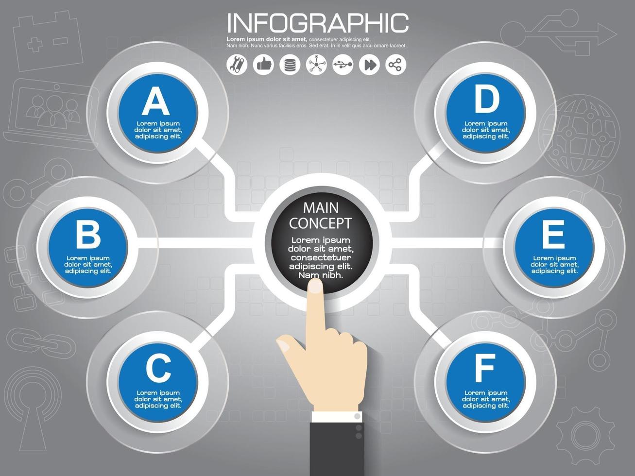 modelo de infográfico de vetor para gráfico de apresentação de gráfico de diagrama circular conceito de negócio