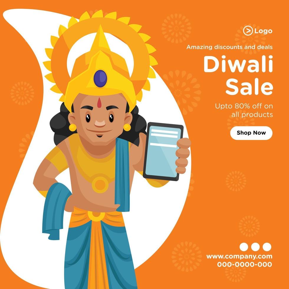 descontos e ofertas incríveis no modelo de design de banner de venda de Diwali vetor