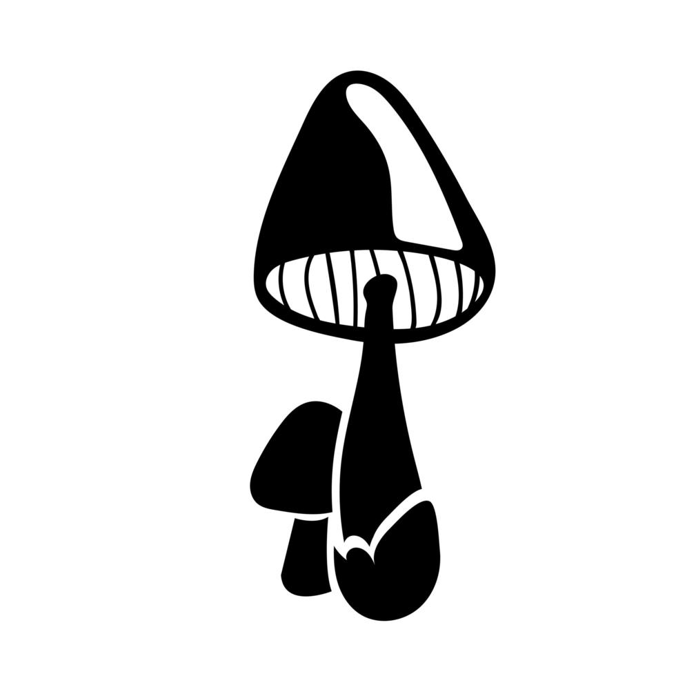 ícones de estilo de silhuetas de plantas de fungo vetor