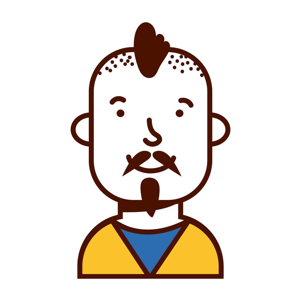 jovem com crista com personagem de avatar com bigode vetor