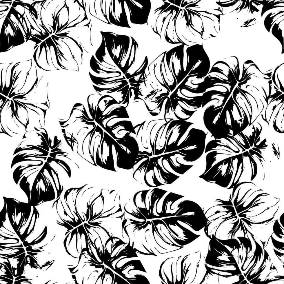 tropical folhas, pontos desatado padronizar. mão desenhado abstrato monstro, Palma. vetor ilustração para verão projeto, floral impressões, papel de parede