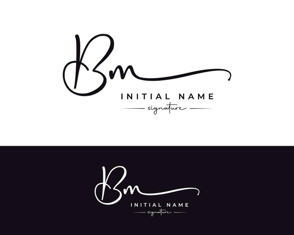b m bm inicial carta caligrafia e assinatura logotipo vetor