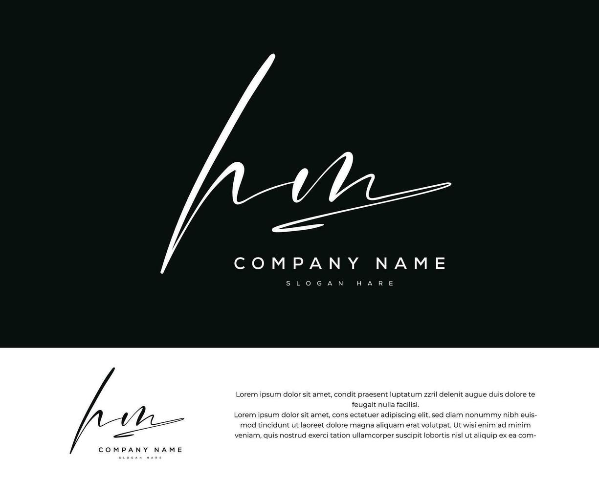 h m hm inicial carta caligrafia e assinatura logotipo. vetor