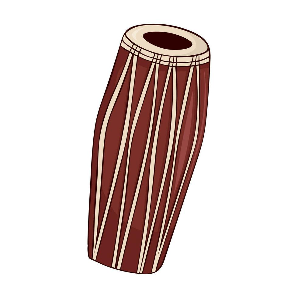 vetor ilustração do mrdanga indiano dupla face tambor khol reproduziu com Palmeiras e dedos do ambos mãos.