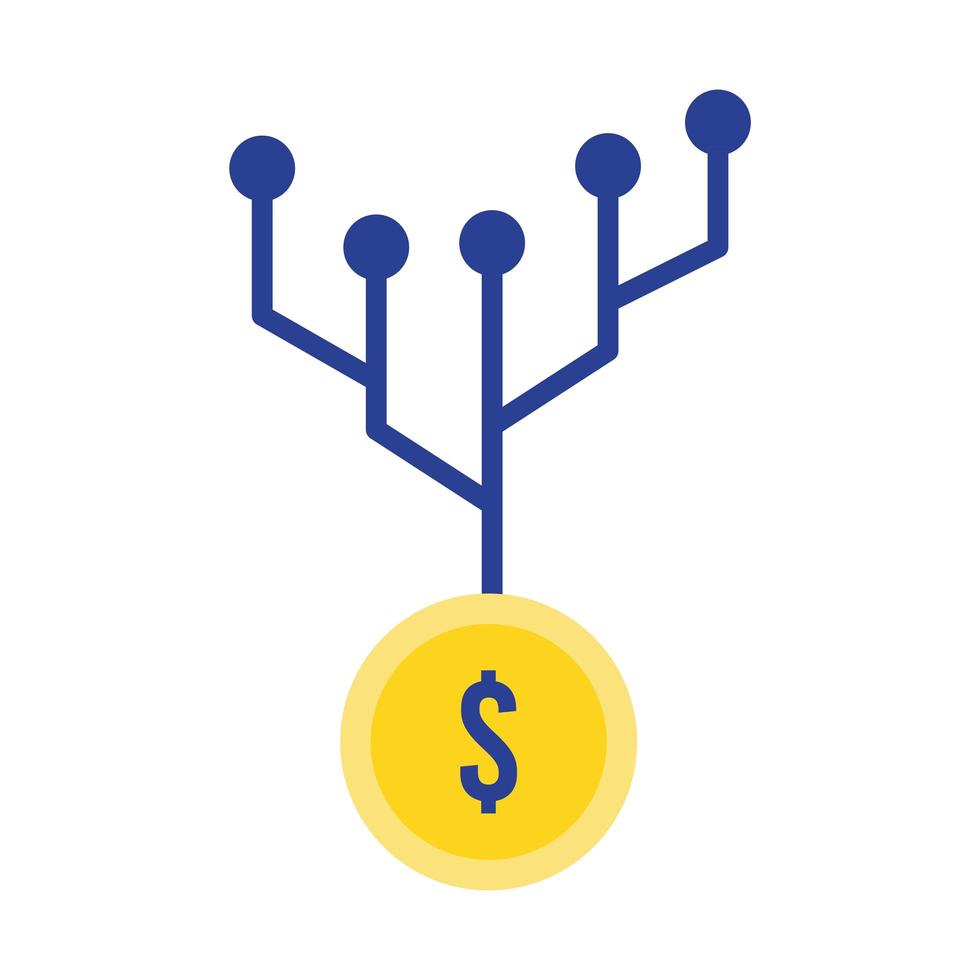 moeda dinheiro dólar com ícone de estilo simples de circuito elétrico vetor