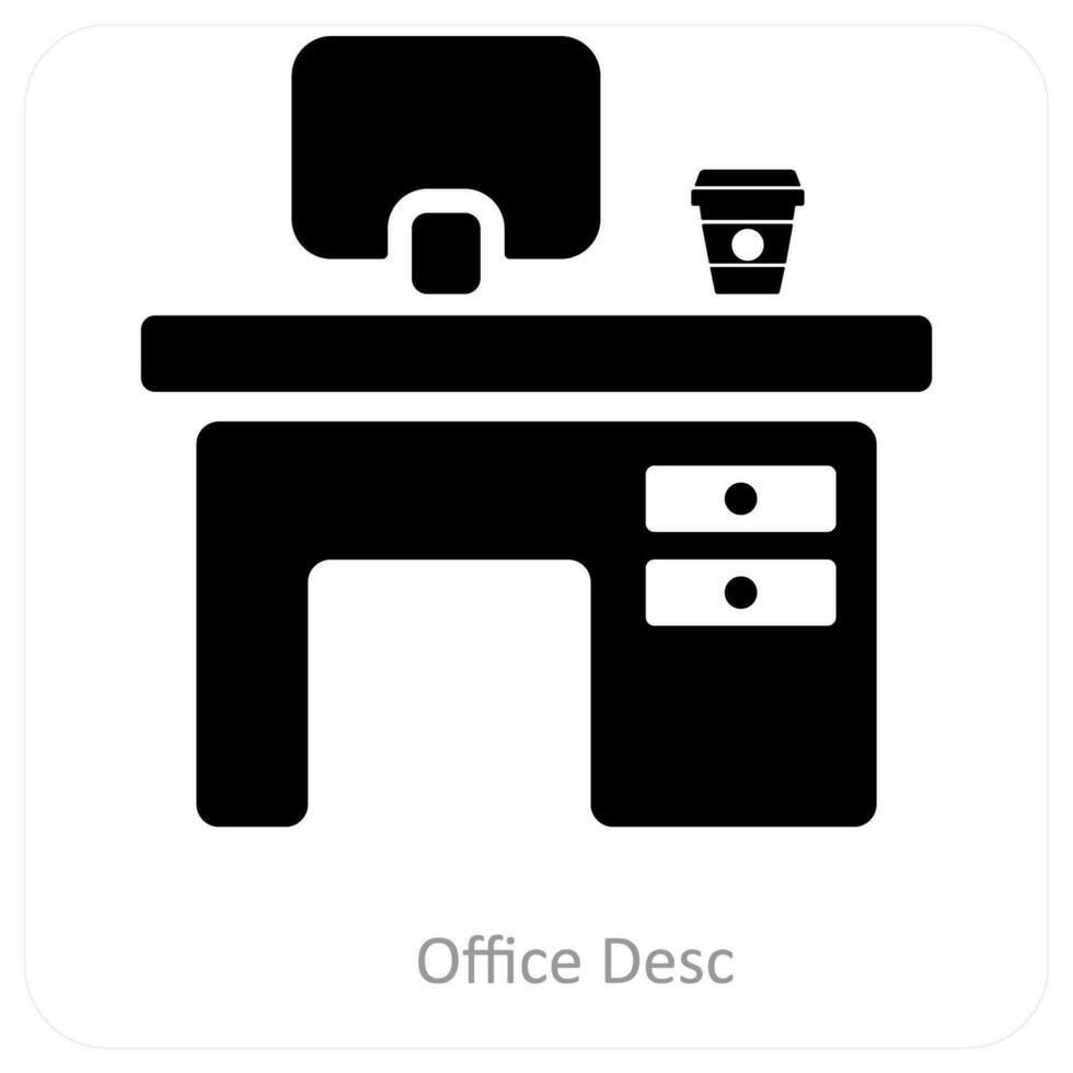 escritório escrivaninha e mobília ícone conceito vetor